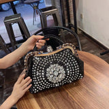 Luxury Diamonds Leather Handbag