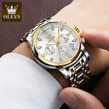 New Gold Watch OLEVS Quartz Watch for Men Chronograph Stainless Steel  Luminous Waterproof Wristwatch Business Men's Watches