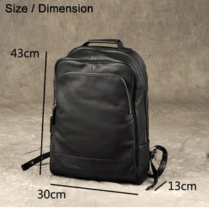 High Quality Fashion Genuine Leather Backpack Men Bagpack Student School Bag Backpack daily male Rucksack large Knapsack Black