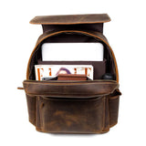 NASVA Genuine Leathe Men's Backpack Vintege  Hiking Backpack Casual  School Backpack  Coffee Business   For 15.6 In Laptop  Bag