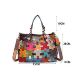 Leather Casual Colorful Patchwork Design Handbag