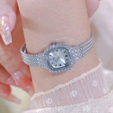 New Women's Luxury Crystal Bracelet Watches Fashion Retro Gold Silver Ladies Quartz Wristwatch Mesh Alloy Female Watch Small