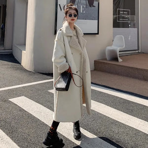 White Fur Integrated Lamb Fur Coat For Women'S 2023 Winter New High-End Sense Standing Collar Thickened Woolen Coat