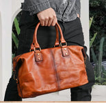 Men's Vintage Genuine Leather Soft Travel Duffel Bag