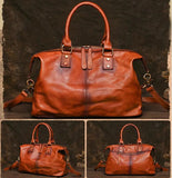 Men's Vintage Genuine Leather Soft Travel Duffel Bag