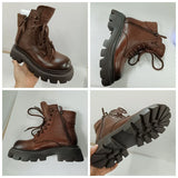 Koznoy 5.5cm Winter Plush Cow Genuine Leather Spring Autumn Ethnic ZIP Platform Ankle Motorcycle Boots Woman British Warm Shoes