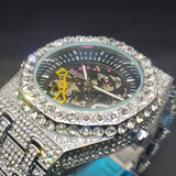 Luxury Mechaincal Men's Watch Iced Diamond Hip Hop Automatic Watches With Hollow Dial Luminous Hand Clock For Male Dropshipping