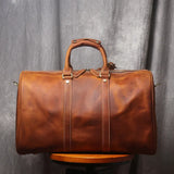 Vintage Men's Cowhide Leather Short-distance Carry Hand Luggage Bags Weekend Fitness Large Travel Duffle Bag Messenger Bags