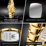 OLEVS Tungsten Steel Strap Women's Watch Elegant  Luxury Gold Waterproof Wristwatch TOP Brand Women's Watches Relógio Feminino