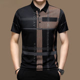 New Arrival Business Style Men's Polo Shirts Male Letter Printing Turn-down Collar T Shirt Tops