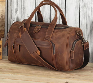 Men's Genuine Leather Travel Duffel Bag