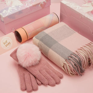 Scarf, gloves, insulation cup set, gift box, warm winter three piece set, children's and girls' gifts, practical and versatile