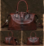 Men's Vintage Genuine Leather Soft Travel Duffel Bag