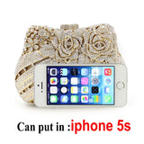 Women Crystal Evening Bag Two Floral Clear Crystal  Clutch Bag New Luxury Lady Wedding Bridal Purse Cocktai Girls Dinner Banquet