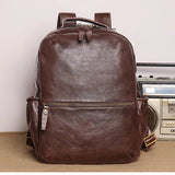 Men's Leather Backpack Cowhide Outdoor Travel Bag Fashion Trend Schoolbag Korean Business Computer Bags Large Capacity
