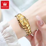 OLEVS Tungsten Steel Strap Women's Watch Elegant  Luxury Gold Waterproof Wristwatch TOP Brand Women's Watches Relógio Feminino