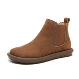 Koznoy Booties for Women 2.5cm Cow Suede Genuine Leather Spring Chelsea Soft Soled Platform Wedge Flat Loafer Ankle Autumn Shoes
