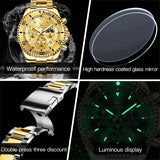 OLEVS Original Gold Watch Men Top Brand Luxury Quartz Business Male Wristwatches Waterproof Luminous Stainless Steel Clock Reloj