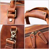 Vintage Men's Cowhide Leather Short-distance Carry Hand Luggage Bags Weekend Fitness Large Travel Duffle Bag Messenger Bags