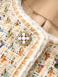 ZJYT Luxury Vintage Tweed Woolen Jackets and Coats for Women 2023 Long Sleeve O Neck Office Casual Party Outerwear Veste Femme