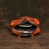 Men's Vintage Genuine Leather Soft Travel Duffel Bag