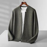 New Men Cashmere Wool Stand-Up Collar Cardigan Casual Knit Business Coat Autumn Winter Youth Versatile Warm Men Jacket