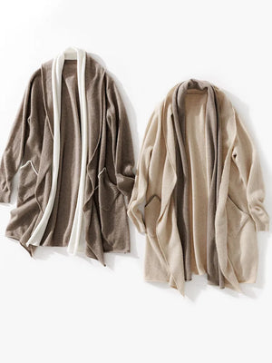 Cashmere Scarf Collar Cardigan Loose Knitted Robe