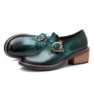 Woman Genuine Leather Loafers Casual Women Student Shoes Slip On Round Toe Platform Footwear Female Shoes Pumps Oxford High Heel