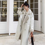 White Fur Integrated Lamb Fur Coat For Women'S 2023 Winter New High-End Sense Standing Collar Thickened Woolen Coat