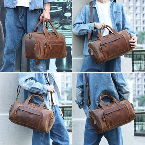 Men's Genuine Leather Travel Duffel Bag