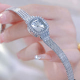 New Women's Luxury Crystal Bracelet Watches Fashion Retro Gold Silver Ladies Quartz Wristwatch Mesh Alloy Female Watch Small