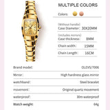 OLEVS Tungsten Steel Strap Women's Watch Elegant  Luxury Gold Waterproof Wristwatch TOP Brand Women's Watches Relógio Feminino