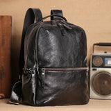 Men's Leather Backpack Cowhide Outdoor Travel Bag Fashion Trend Schoolbag Korean Business Computer Bags Large Capacity
