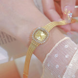 New Women's Luxury Crystal Bracelet Watches Fashion Retro Gold Silver Ladies Quartz Wristwatch Mesh Alloy Female Watch Small