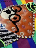 Fashion Brand Cartoon Floral-Print Beaded Rhinestone Denim Jacket Women's Loose Lapel Knitted Stitching Long Sleeve Jeans Coat