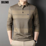 Top Grade 2023 New Fashion Brand Designer Luxury Plain Mens Polo Shirts Regular Fit Casual  Long Sleeve Tops Mens Clothing