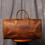Solid Soft Genuine Leather Unisex Travel Bag