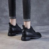 DRKANOL Luxury Design Autumn Winter Warm Ankle Boots For Women Casual High Top Shoes Real Cow Leather Thick Heel Short Boots