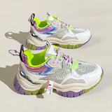 Color-blocking Platform Shoes Women's 2022 Spring and Summer New Hollowed-out Breathable Mesh Heightening Sneakers Women Tenis