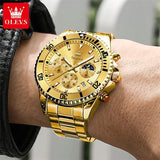 OLEVS Original Gold Watch Men Top Brand Luxury Quartz Business Male Wristwatches Waterproof Luminous Stainless Steel Clock Reloj