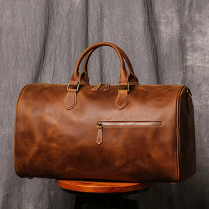 Solid Soft Genuine Leather Unisex Travel Bag