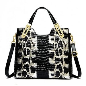Leather Women Handbag Serpentine Finish