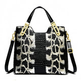 Leather Women Handbag Serpentine Finish