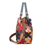 Leather Casual Colorful Patchwork Design Handbag