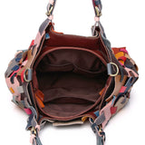 Leather Casual Colorful Patchwork Design Handbag